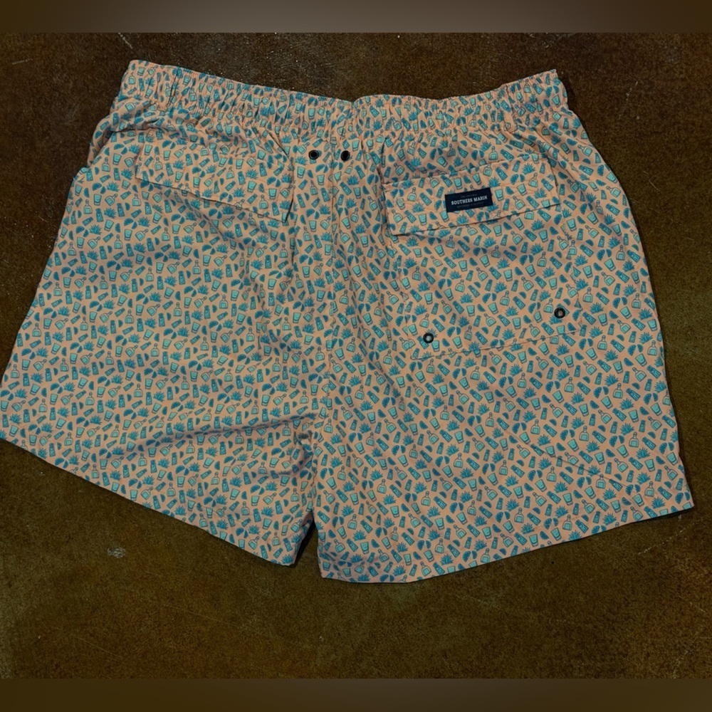 NWT Men’s SOUTHERN MARSH Harbor swim trunks- Salt & Lime. Peach/teal limes - Picture 5 of 5
